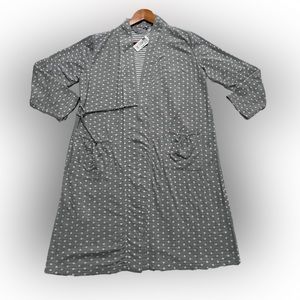 Jasmine Rose Women's Polka dot print Robe Long Sleeve Size:M Gray/white (NWT)